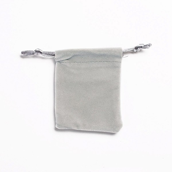 

PandaHall Rectangle Velours Jewelry Bags, Light Grey, 8.8x7cm Velvet Gray