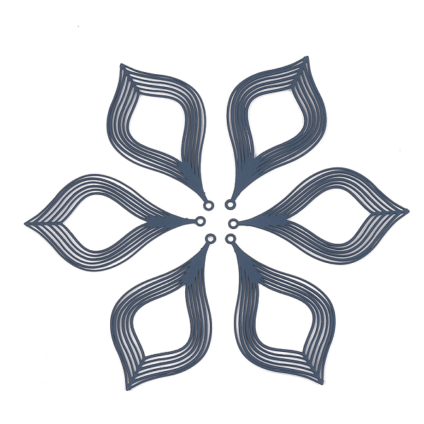 

PandaHall 430 Stainless Steel Filigree Pendants, Spray Painted, Etched Metal Embellishments, Leaf, Marine Blue, 39x22x0.5mm, Hole: 1.2mm...