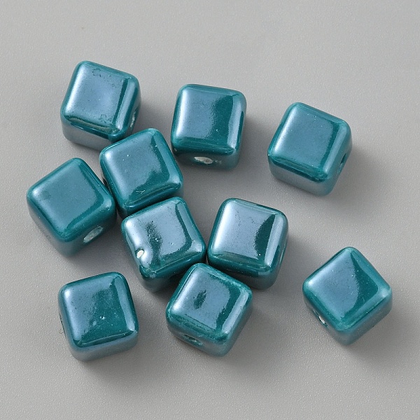 

PandaHall Handmade Porcelain Beads, Cube, Dark Turquoise, 8x8x8mm, Hole: 1.8mm Porcelain Cube