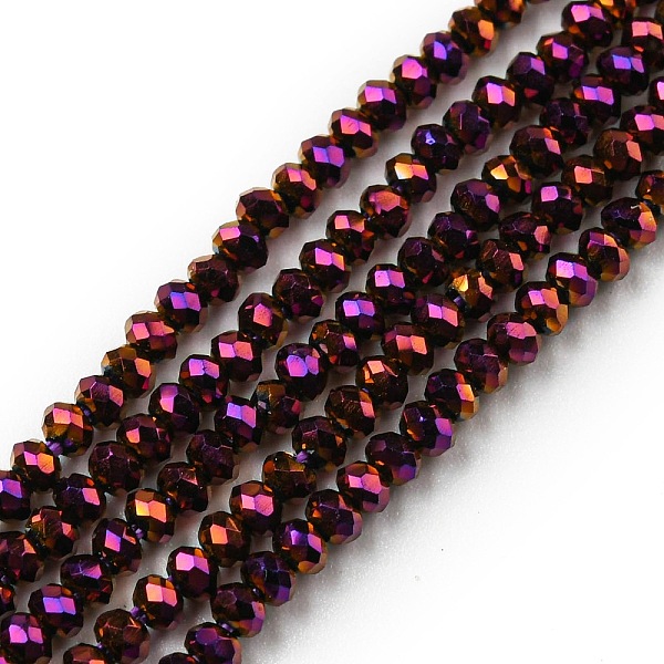 

PandaHall Electroplate Glass Beads Strands, Full Plated, Faceted, Rondelle, Purple Plated, 2~2.3x1.7~1.9mm, Hole: 0.3mm, about...