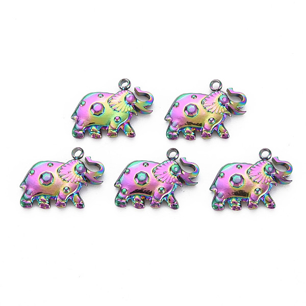 

PandaHall 201 Stainless Steel Pendants, Elephant, Rainbow Color, 12x16x3mm, Hole: 1.4mm 201 Stainless Steel Elephant