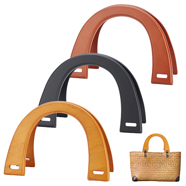 

PandaHall 6Pcs 3 Style Wooden U-Shaped Bag Handles, Bag Replacement Part, Arch, Mixed Color, 12x17x0.9cm, Hole: 6~17.5x6~6.5mm, 2pcs/style..., Multicolor