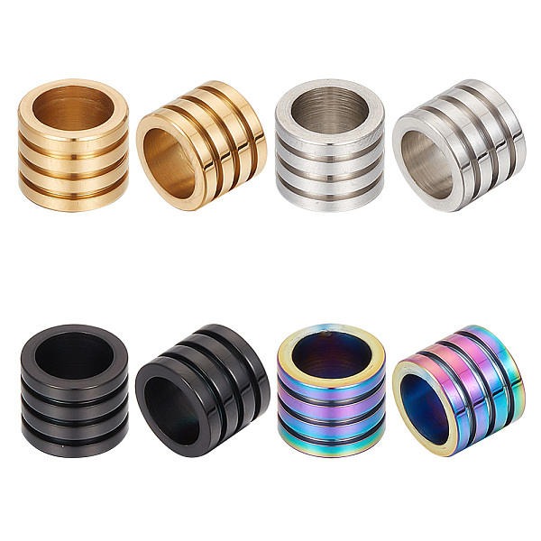 

PandaHall 16 Pcs 4 Colors Grooved Column Beads, 304 Stainless Steel Parachute Beads with Large Hole, Colorful Spacer Beads 10mm Parachute...