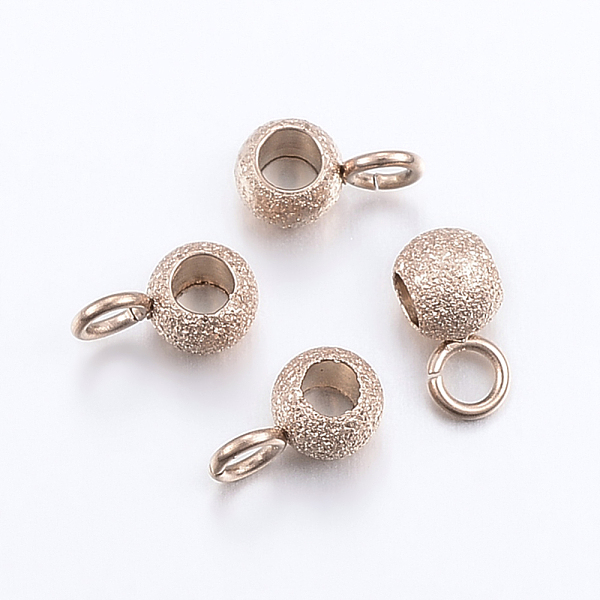 

PandaHall Ion Plating(IP) 304 Stainless Steel Tube Bails, Loop Bails, Textured, Rondelle Bail Beads, Rose Gold, 7x4x3mm, Hole: 2mm, Inner...