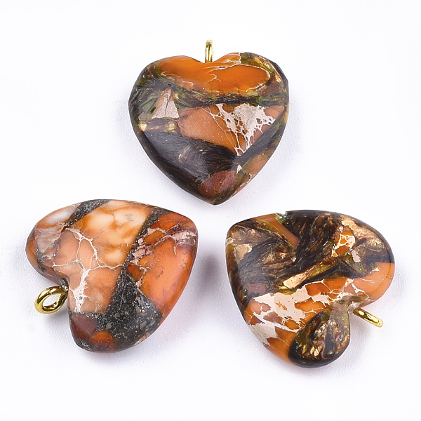 

PandaHall Assembled Bronzite and Imperial Jasper Pendants, with Iron Findings, Heart, Golden, 20~22x19~20x5~7mm, Hole: 2mm Imperial Jasper...