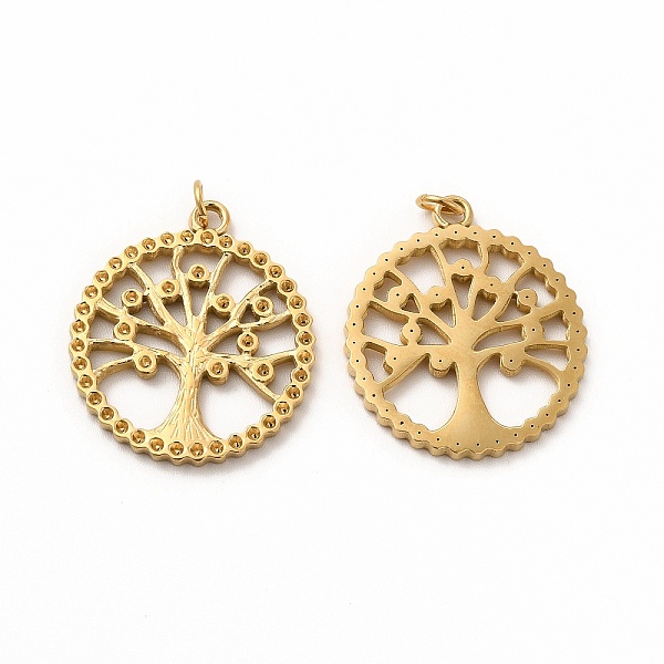 

PandaHall Ion Plating(IP) 304 Stainless Steel Pendant Rhinestone Settings, with Jump Ring, Tree of Life, Real 14K Gold Plated, Fit for...