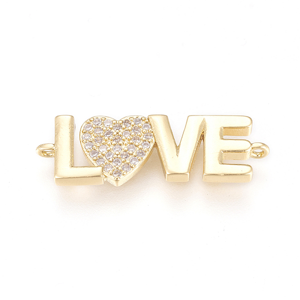 

PandaHall Brass Micro Pave Cubic Zirconia Links, Long-Lasting Plated, Lead Free & Cadmium Free & Nickel Free, Word Love, Clear, Real 18K...