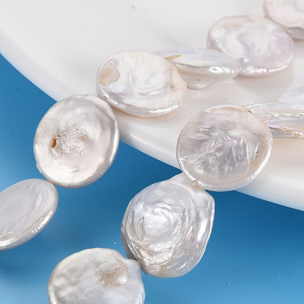 

PandaHall Natural Keshi Pearl Beads Strands, Cultured Freshwater Pearl, Flat Round, Seashell Color, 16~18x3~8mm, Hole: 0.6mm, about...