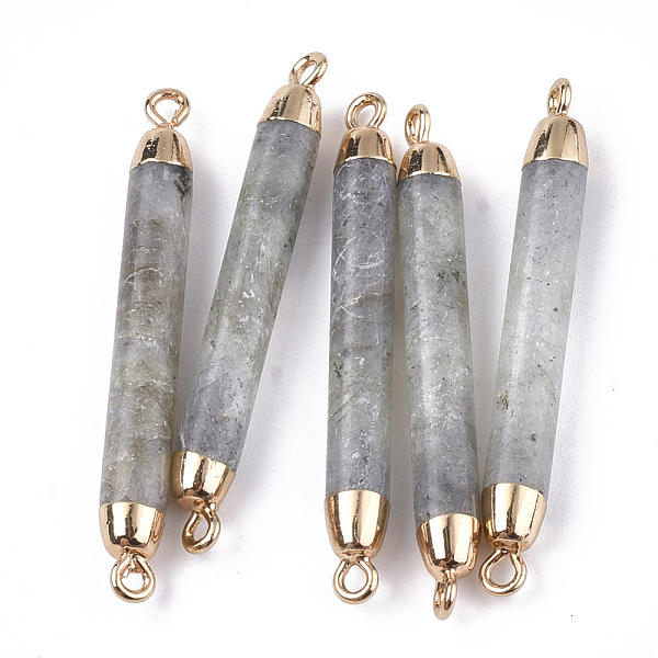 

PandaHall Electroplate Natural Labradorite Links connectors, with Iron Findings, Column, Golden, 44~45x5mm, Hole: 1.8mm Labradorite Column