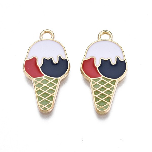 

PandaHall Rack Plating Alloy Enamel Pendants, Cadmium Free & Nickel Free & Lead Free, Light Gold, Ice Cream, Yellow Green, 24x12.5x1mm, Hole...
