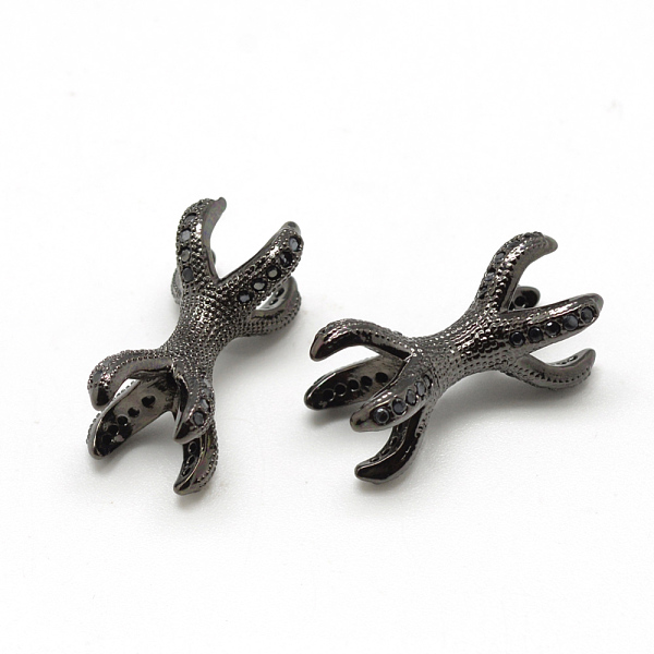 

PandaHall Rack Plating Brass Cubic Zirconia Beads, Long-Lasting Plated, Claw, Gunmetal, 22x13x7.5mm, Hole: 2mm Brass+Cubic Zirconia Others