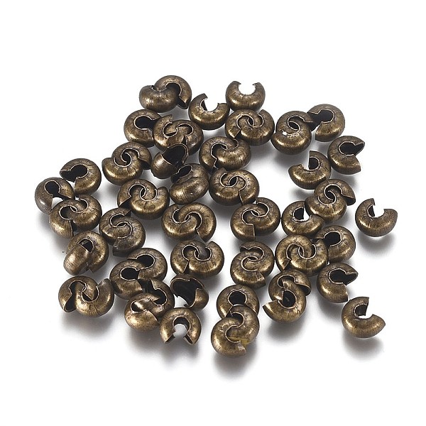 

PandaHall Brass Crimp Beads Covers, Antique Bronze, 6.5x5.5x3.5mm, Hole: 2mm, about 100pcs/bag Brass