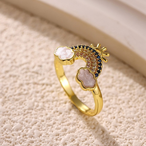Bagues en laiton avec micro pavé de zircone cubique pour femmes