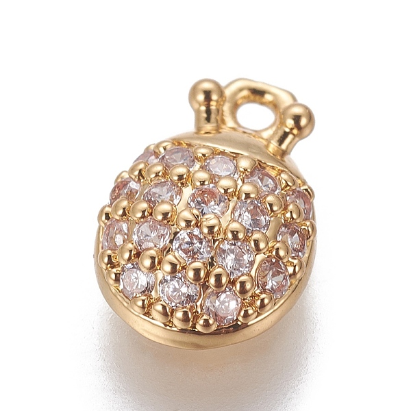 

PandaHall Brass Cubic Zirconia Charms, Beetle, Clear, Golden, 9.5x6.5x3mm, Hole: 1mm Brass+Cubic Zirconia Beetle Clear