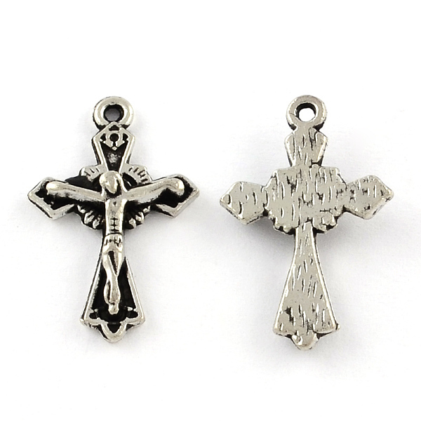 

PandaHall Tibetan Style Zinc Alloy Pendants, For Easter, Lead Free & Cadmium Free, Crucifix Cross, Antique Silver, 23.3x15x3mm, Hole: 1mm...