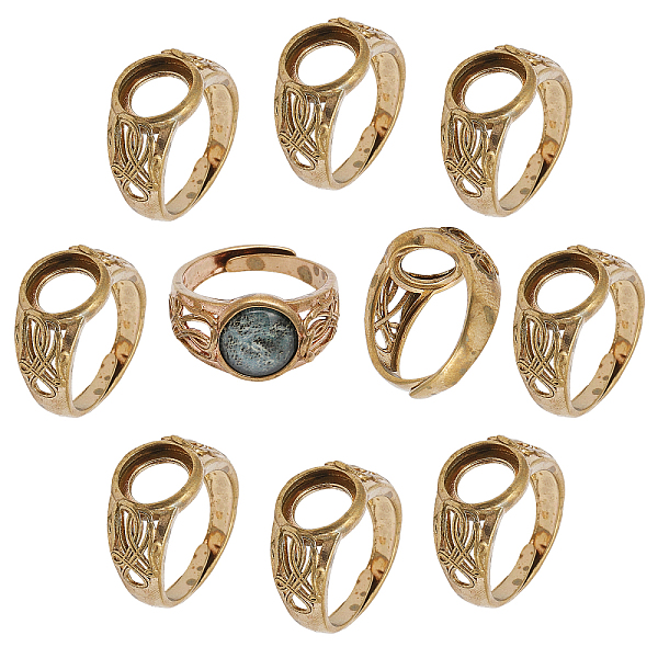 

PandaHall CHGCRAFT 10Pcs Adjustable Brass Finger Rings Components, Ring Settings, Cadmium Free & Lead Free, Flat Round, Raw(Unplated), US...