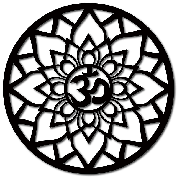

PandaHall CREATCABIN Om Aum Lotus Wooden Wall Decor Laser Cut Wood Sign Art Crystal Grid Sacred Geometry Spiritual Symbol Round Basswood..., Black