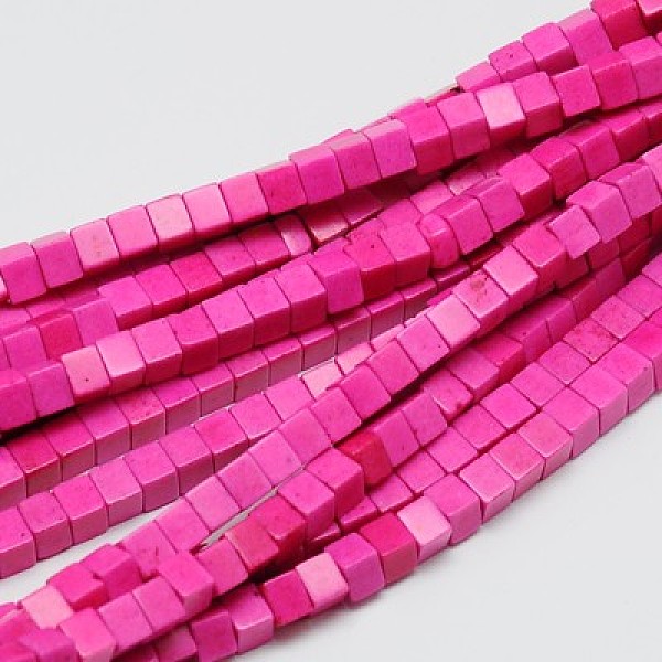 

PandaHall Synthetic Turquoise Beads Strands, Dyed, Cube, Deep Pink, 4x4x4mm, Hole: 1mm, about 95pcs/strand, 15.75 inch Synthetic Turquoise...