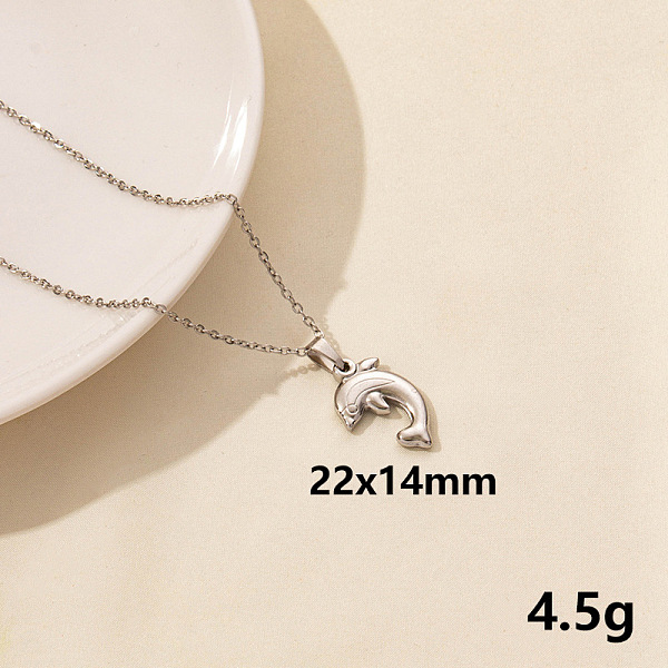 

PandaHall 304 Stainless Steel Whale Pendant Necklaces, Cable Chain Necklaces for Women Stainless Steel Whale