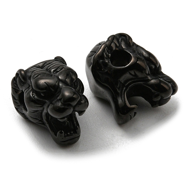 

PandaHall Ion Plating(IP) 304 Stainless Steel Beads, Tiger, Electrophoresis Black, 11x8x9mm, Hole: 2mm 304 Stainless Steel Tiger