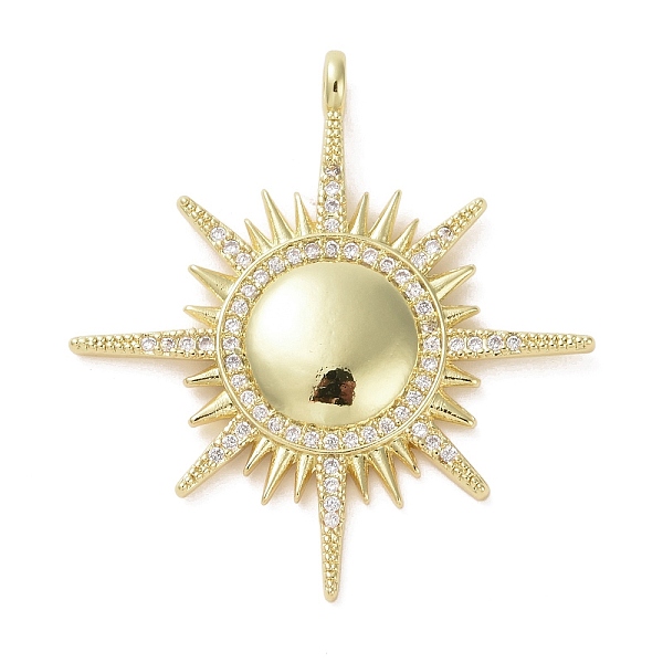 

PandaHall Brass Pendants, Sun, Real 16K Gold Plated, 37x34x4.5mm, Hole: 2.5mm Brass Sun