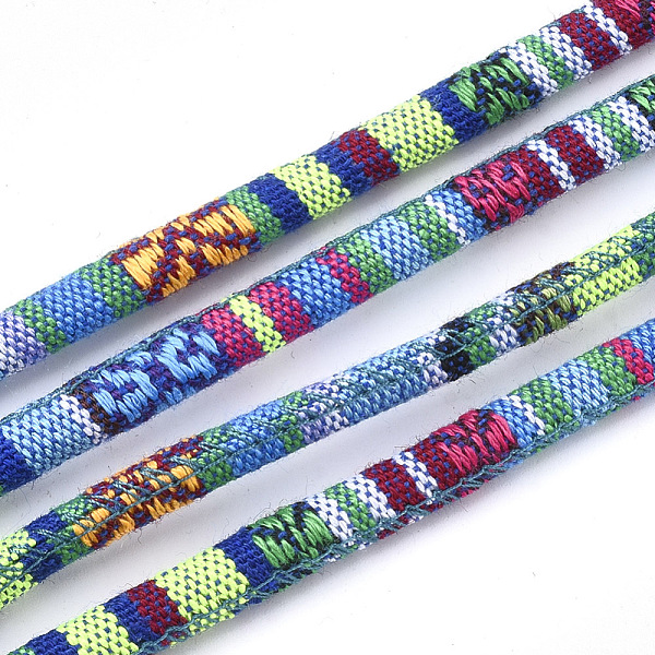 

PandaHall Ethnic Style Cloth Cords, with Cotton Cord Inside, Colorful, 6.5~7x5mm, about 109.36 yards(100m)/bundle Cloth