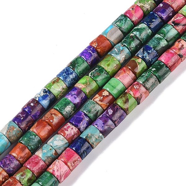 

PandaHall Synthetic Imperial Jasper Beads Strands, Column, Dyed, Mixed Color, 6x5mm, Hole: 0.8mm, about 78pcs/strand, 15.75''(40cm) Imperial..., Multicolor