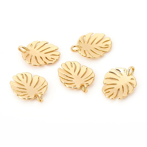 

PandaHall Brass Pendants, Tropical Leaf Charms, Monstera Leaf, Real 18K Gold Plated, 19x15x2mm, Hole: 3x2.5mm Brass Leaf