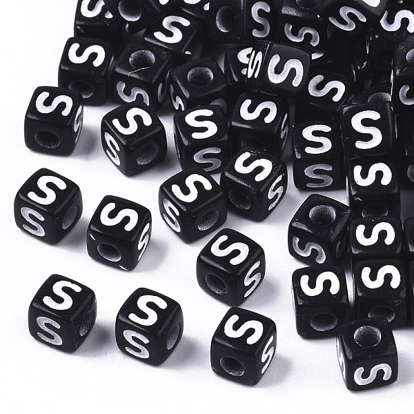 

PandaHall Opaque Acrylic Beads, Horizontal Hole, Alphabet Style, Cube, Black & White, Letter.S, 5x5x5mm, Hole: 2mm, about 5000pcs/500g...