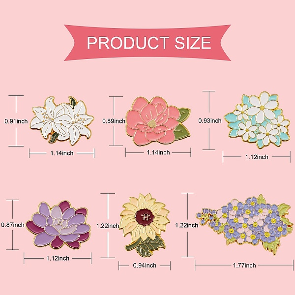 

PandaHall 6Pcs 6 Style Flower Enamel Pins, Alloy Badges for Backpack Clothes, Golden, Mixed Color, 22~45x24~29.5x9mm, 1pc/style Alloy+Enamel..., Multicolor