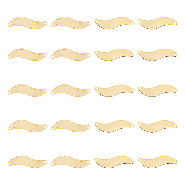 

PandaHall UNICRAFTALE 20Pcs 30mm Stainless Steel Connector Charms Flat Wave Links Charm Gold Plated Charm Double Hole Connectors Charm Ocean...