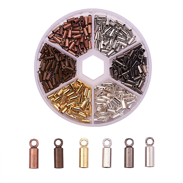 

PandaHall 300Pcs 6 Colors Brass Cord Ends, End Caps, Nickel Free, Mixed Color, 8x2.8mm, Hole: 1.5mm, Inner Diameter: 2mm, 50pcs/color Brass