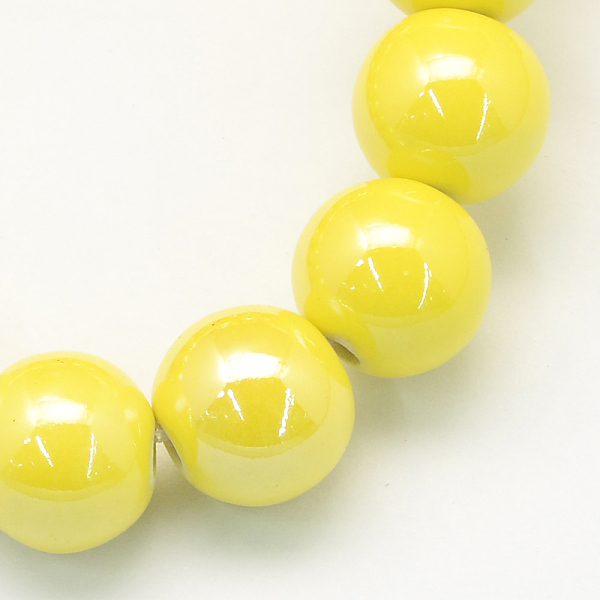 

PandaHall Pearlized Handmade Porcelain Round Beads, Yellow, 8mm, Hole: 2mm Porcelain Round Yellow