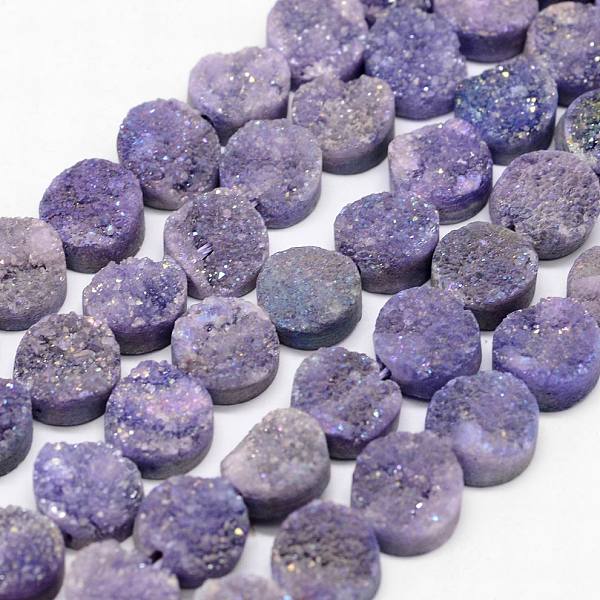 Electroplated Natural & Dyed Druzy Agate Bead Strands