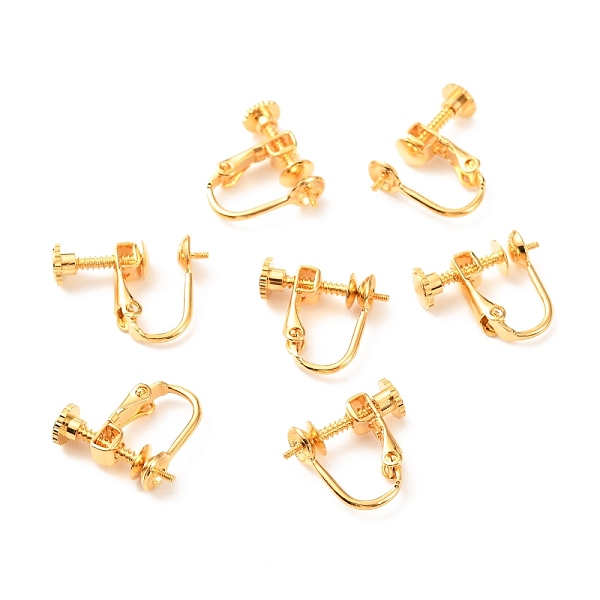 

PandaHall Brass Clip-on Earring Findings, Long-Lasting Plated, Real 18K Gold Plated, 13.5x15.5x5mm, Tray: 5mm, Pin: 1mm Brass