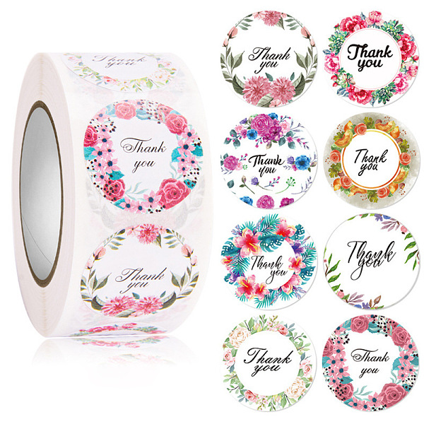 

PandaHall 8 Styles Thank You Stickers, Adhesive Roll Sticker Labels, for Envelopes, for Embosser Stamp Sealing Certificate Stickers, Flat...