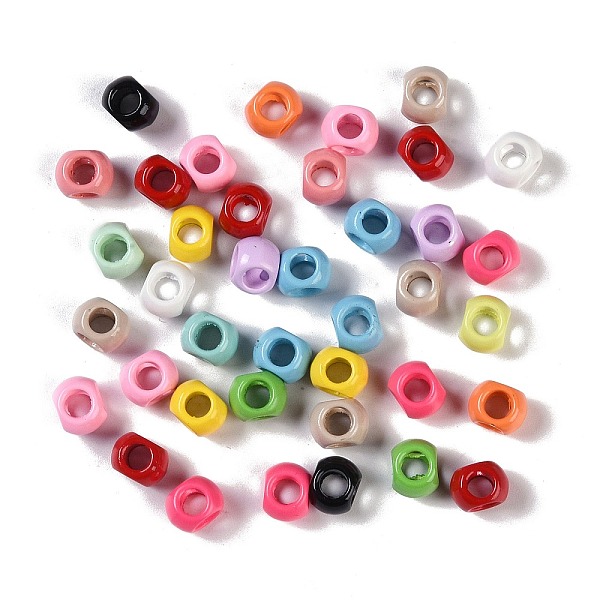 

PandaHall Spray Paint Alloy Beads, 4 Holes, Cube , Mixed Color, 5.5x7x5mm, Hole: 2.6~3.3mm Alloy Cube Multicolor