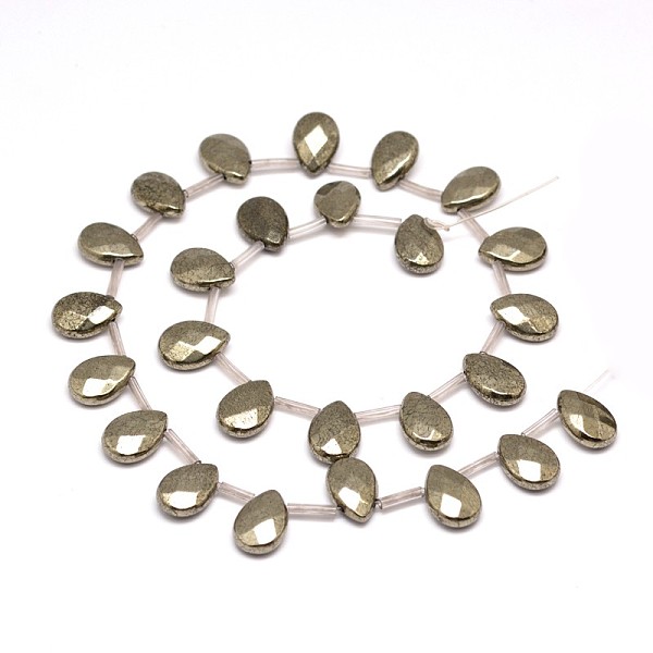 

PandaHall Teardrop Natural Pyrite Beads Strands, Top Drilled Beads, Faceted, 14x10x6mm, Hole: 1mm, about 26pcs/strand, 15.7 inch Pyrite..., Yellow