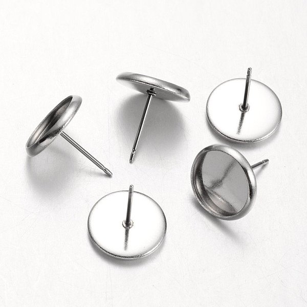

PandaHall Flat Round 304 Stainless Steel Stud Earring Settings, Stainless Steel Color, Tray: 10mm, 12mm, Pin: 0.7mm 304 Stainless Steel Flat...