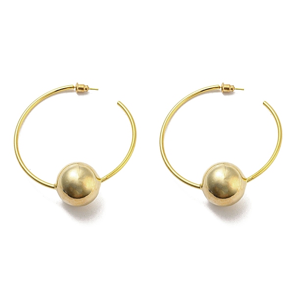 Brass Round Beaded Ring Stud Earrings