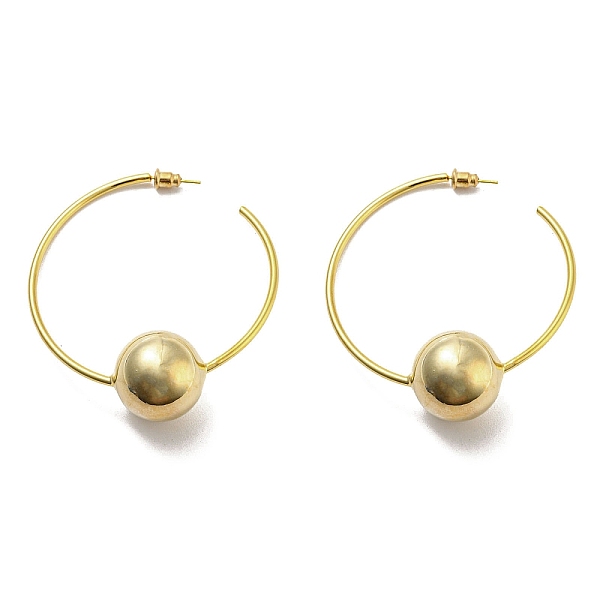 

PandaHall Brass Round Beaded Ring Stud Earrings, Half Hoop Earrings for Women, Golden, 64x57x2mm Brass Ring