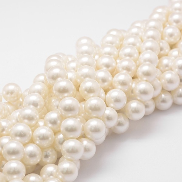 

PandaHall Shell Pearl Bead Strands, Grade A, Round, Floral White, 14mm, Hole: 1mm, about 28~29pcs/strand, 16 inch Shell Pearl Round