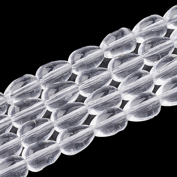 

PandaHall Baking Paint Glass Beads Strands, teardrop, Clear, 9x6.5mm, Hole: 1mm, about 86pcs/strand, 30.7 inch Glass Teardrop Clear