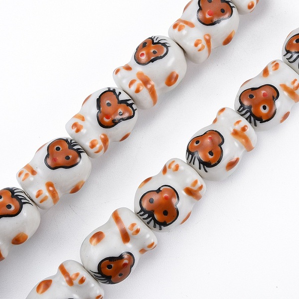 

PandaHall Handmade Porcelain Bead Strands, Famille Rose Style, Monkey, Sienna, 17x13x13mm, Hole: 2mm, about 18pcs/strand, 11.89 inch(30.2cm)..., Brown