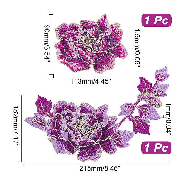 

PandaHall 2 Pcs Embroidery Peony Flowers Patches, 2 Styles Sew on Peony Floral Patches DIY Embroidered Appliques for Clothes Decoration...