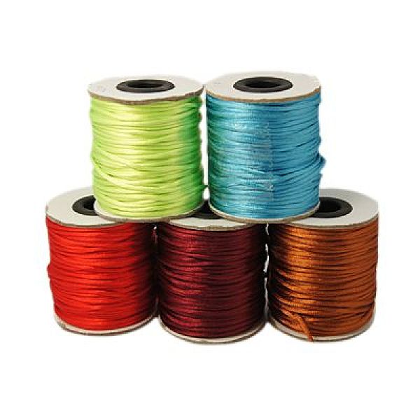 

PandaHall Nylon Cord, Satin Rattail Cord, for Beading Jewelry Making, Chinese Knotting, Mixed Color, 2mm, about 50yards/roll(150 feet/roll)..., Multicolor