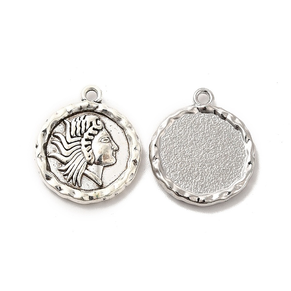 

PandaHall Alloy Pendants, Long-Lasting Plated, Cadmium Free & Lead Free, Flat Round with Women, Antique Silver, 23x19.5x2.5mm, Hole: 1.8mm...