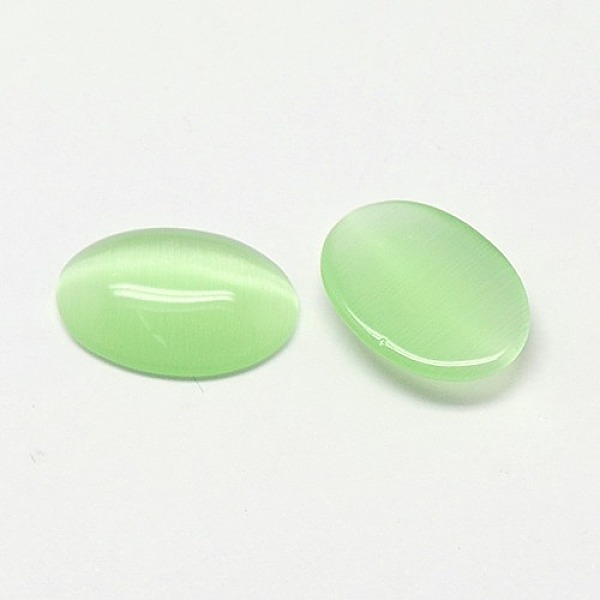 

PandaHall Cat Eye Cabochons, Oval, Pale Green, 25x18x3.5mm Glass Oval Green