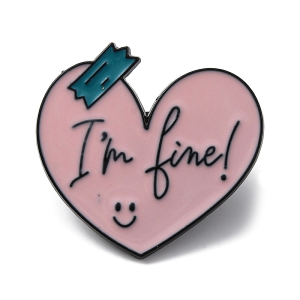 

PandaHall Word I'm Fine Alloy Enamel Brooch Pins, for Backpack, Clothes, Pink, 28x30x1.5mm Alloy+Enamel Word Pink