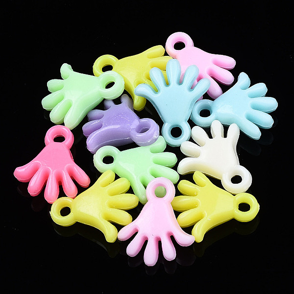 

PandaHall Opaque Acrylic Beads, Hand, Mixed Color, 17x15x6mm, Hole: 2mm, about 1000pcs/500g Acrylic Palm Multicolor